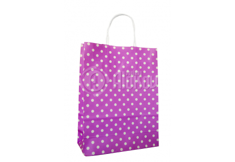 Papírová taška růžová s puntíkem 240x310x100mm