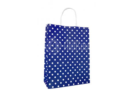 Papírová taška modrá s puntíkem 240x310x100mm