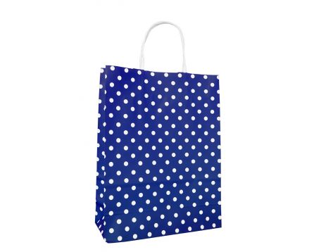Papírová taška modrá s puntíkem 240x100x310mm